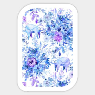 Sleepy Sloths in Purple Plants Sticker